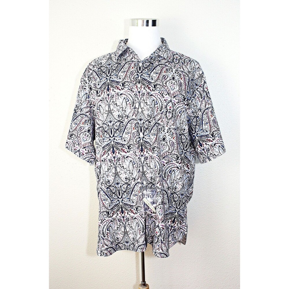 Hawaiian Resort NWT JOSEPH ABBOUD Shirt Tall 3XLT Multi Paisleys Linen Blend #03